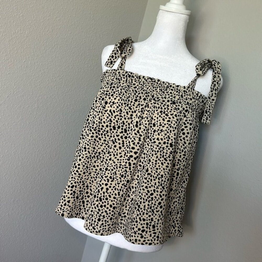 Pink Lily Tan and Black Flowly Top Size S